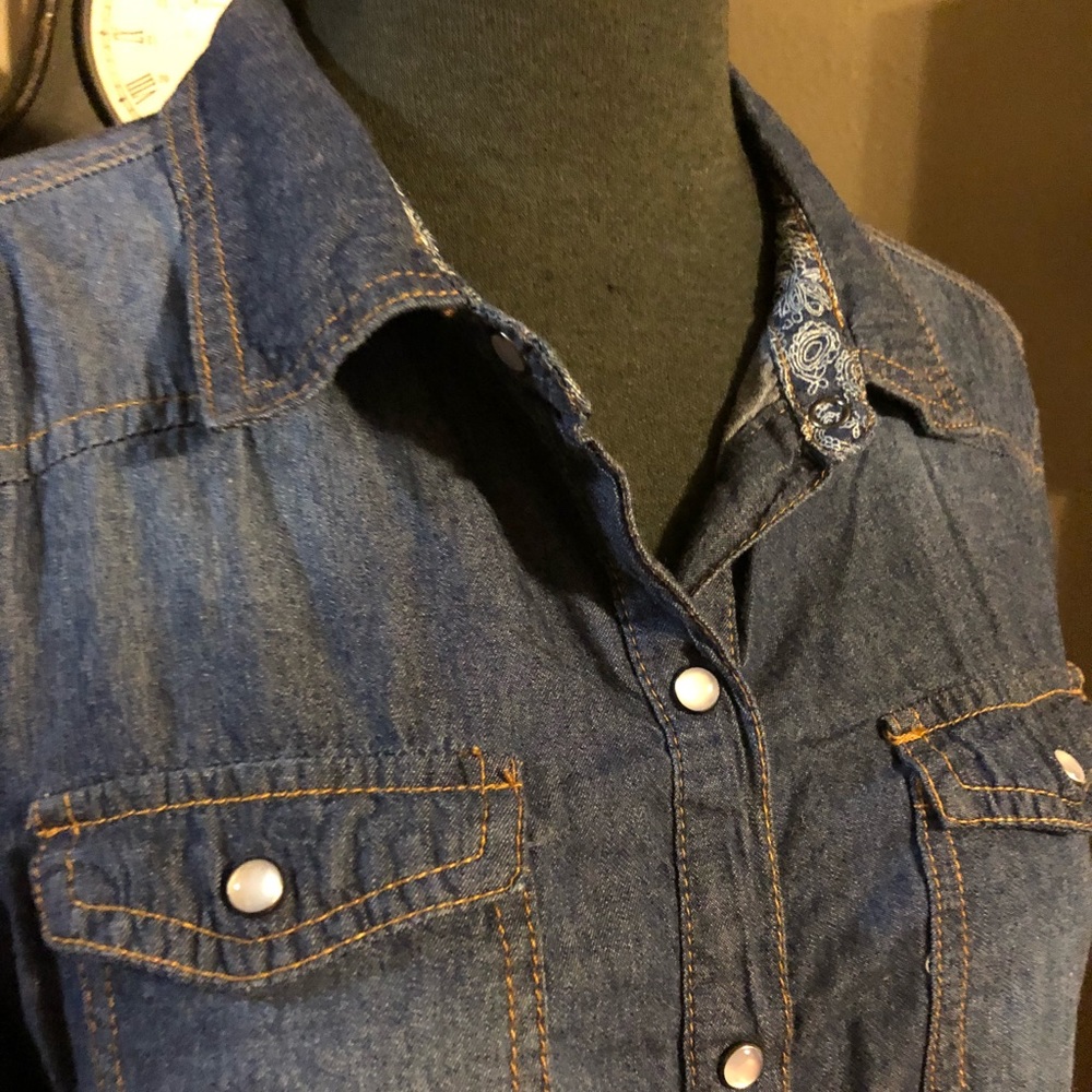 Miss Posh Denim Button Down Shirt - Picture 4 of 8
